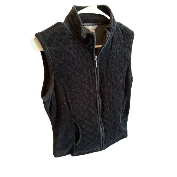 White Stag Jackets & Blazers - WHITE STAG‎ Women's Black Quilted Velour Vest Jacket Pockets Sz Small (4-6)